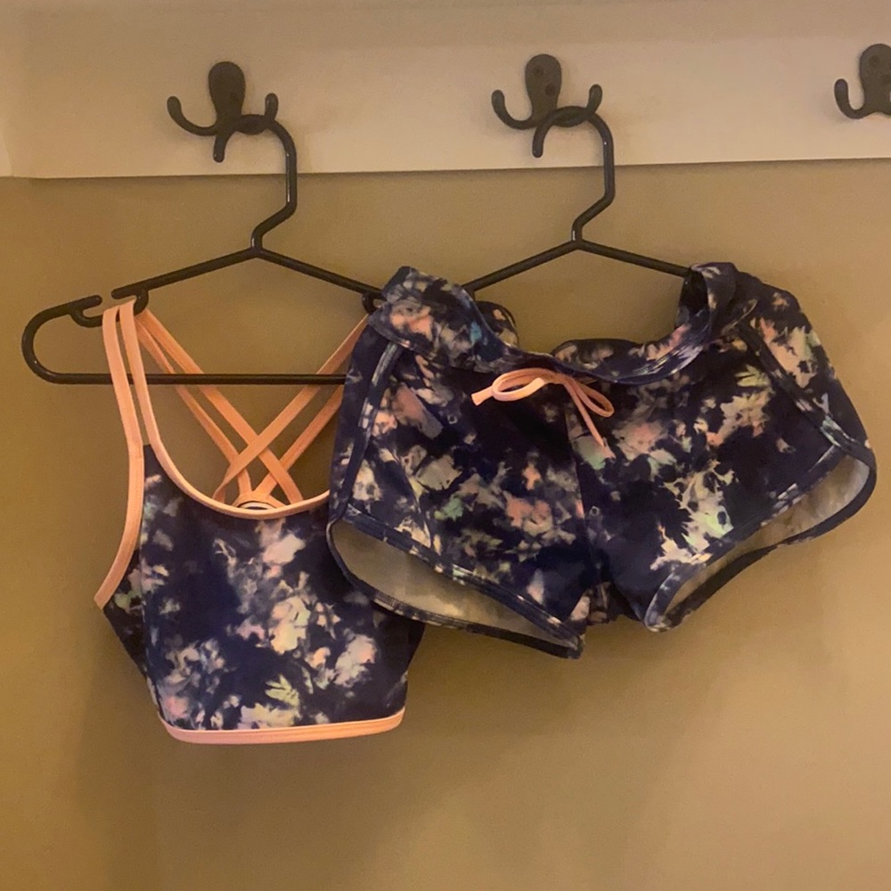 Athleta Girls bikini (reversible) top and swim shorts